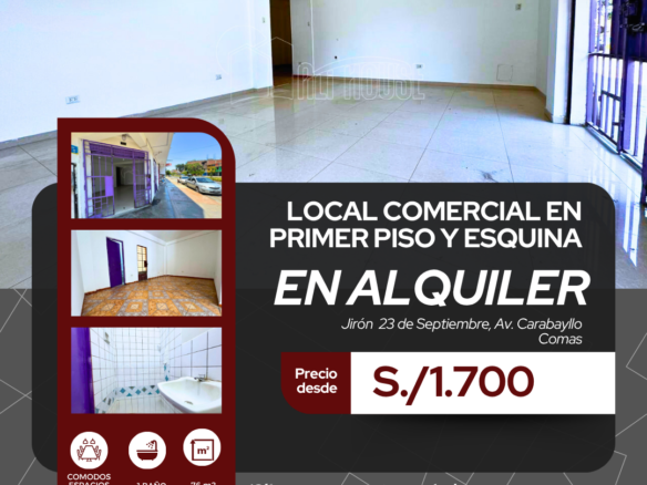 SE ALQUILA LOCAL COMERCIAL EN ESQUINA EN COMAS