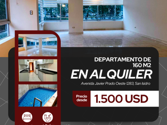 SE ALQUILA DEPARTAMENTO EN EDIFICIO FRENTE A LA JAVIER PRADO OESTE, SAN ISIDRO